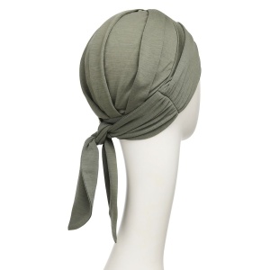BB Beatrice turban cu panglica, Khaki Green, Lana/Poliester-2