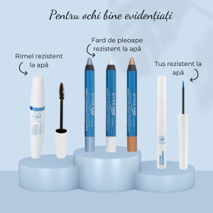 Pachet Rimel volumizator, Fard rezistent si Tus rezistent la apa, Eye Care Cosmetics