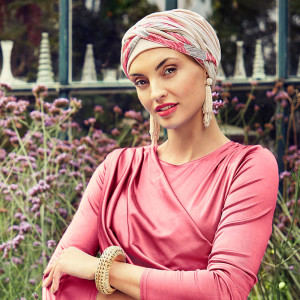 Turban Set Boho Scarlett, Soft Beige & Red Glam Mix, Poliester/Captuseala Vascoza din bambus