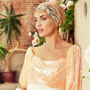 Turban Set Boho Scarlett, Toffee & Caramel Mix, Poliester/Captuseala Vascoza din bambus
