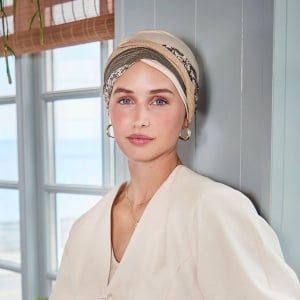 Shakti turban, Wheat Beige w/Romance, Vascoza din bambus