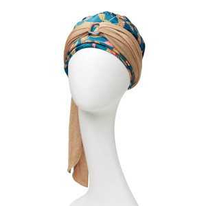 Turban Set Boho Sienna, Blue Toffee Garden, Poliester/Captuseala Vascoza din bambus-1