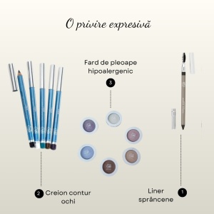 Pachet Creion contur ochi, Liner sprancene si Fard pleoape hipoalergenic, Eye Care Cosmetics