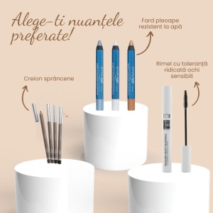 Pachet Creion sprancene, Fard rezistent la apa si Rimel de inalta toleranta, Eye Care Cosmetics