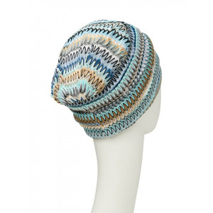 Turban Boho Ruby Skye, Zig-Zag Blues, Poliester/Captuseala Vascoza din bambus-2