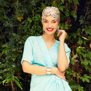 Turban Boho Sapphire, Oriental Rose Paisley, Poliester/Captuseala Vascoza