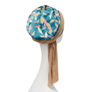 Turban Set Boho Sienna, Blue Toffee Garden, Poliester/Captuseala Vascoza din bambus-2