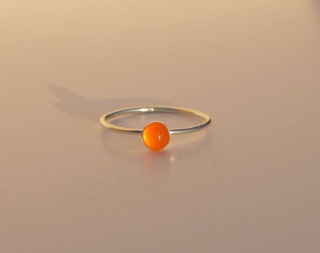 925 Silver ring with carneol, thin ring, elegant, minimalist, stackable ring, orange stone ring - Img 2