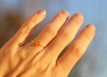 925 Silver ring with carneol, thin ring, elegant, minimalist, stackable ring, orange stone ring - Img 3