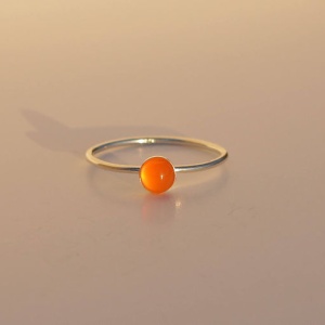 925 Silver ring with carneol, thin ring, elegant, minimalist, stackable ring, orange stone ring - Img 2