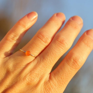925 Silver ring with carneol, thin ring, elegant, minimalist, stackable ring, orange stone ring - Img 3
