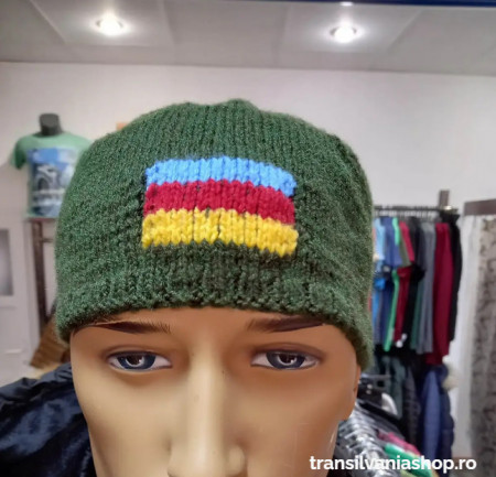 Căciulă tricotată manual Verde steagul TS
