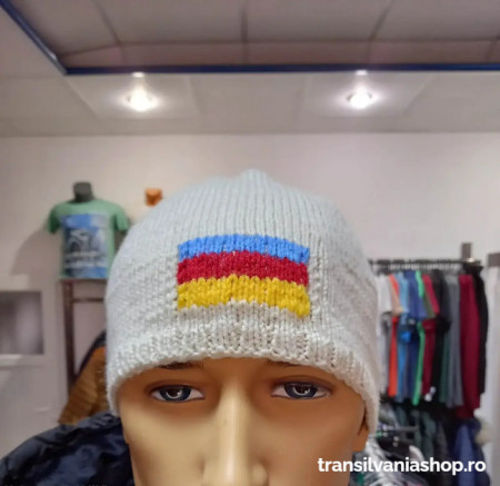Căciulă tricotată manual Bej steagul TS