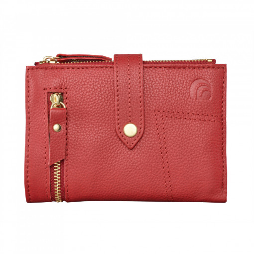 Дамски портфейл Delis, Leandra PT1235, естествена кожа, червен