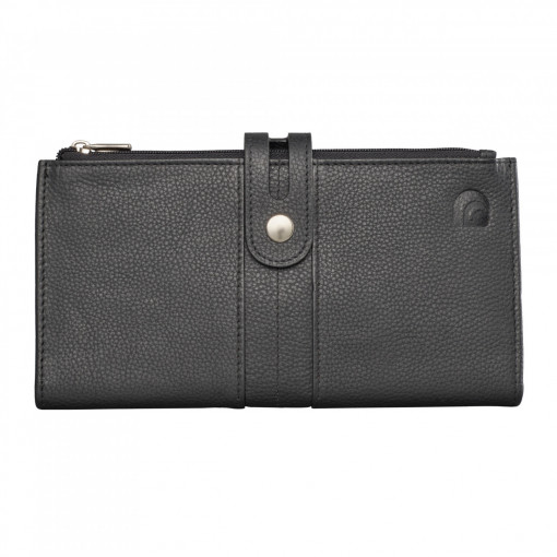 Дамски портфейл Delis, Milada PT1225, естествена кожа, черен