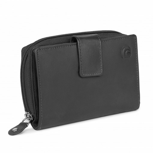 Дамски портфейл Delis, Annelisse PT1181, естествена кожа, черен