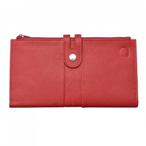 Дамски портфейл Delis, Milada PT1226, естествена кожа, червен