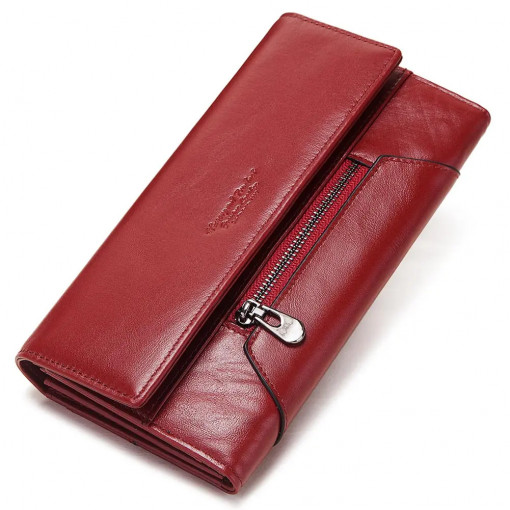 Дамски портфейл Delis, Basilia PT1213, естествена кожа, Bordo