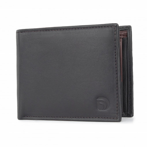 Мъжки портфейл Delis, Narcis PT1160, естествена кожа, Black-Maro