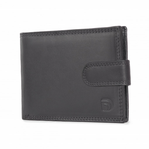 Мъжки портфейл Delis, Dima PT1177, естествена кожа, черен