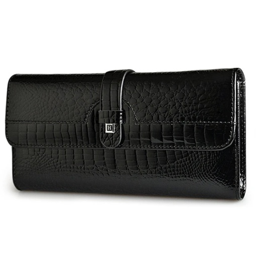 Дамски портфейл, Ameline PT1247, естествена кожа, черен