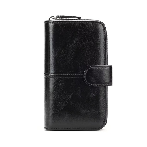 Дамски портфейл Delis, Amirel PT1402, естествена кожа, черен