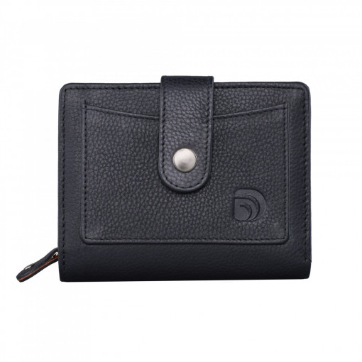 Дамски портфейл Delis, Nolita PT1231, естествена кожа, черен
