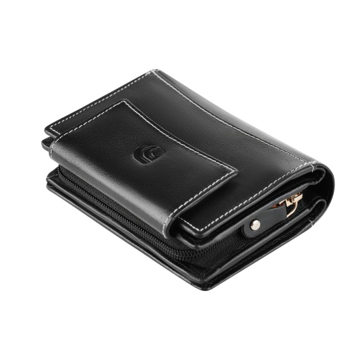 Дамски портфейл Delis, Aerith PT1426, естествена кожа, черен
