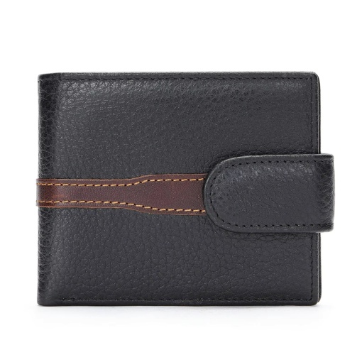 Мъжки портфейл, Eros PT1341, естествена кожа, Black-Baro