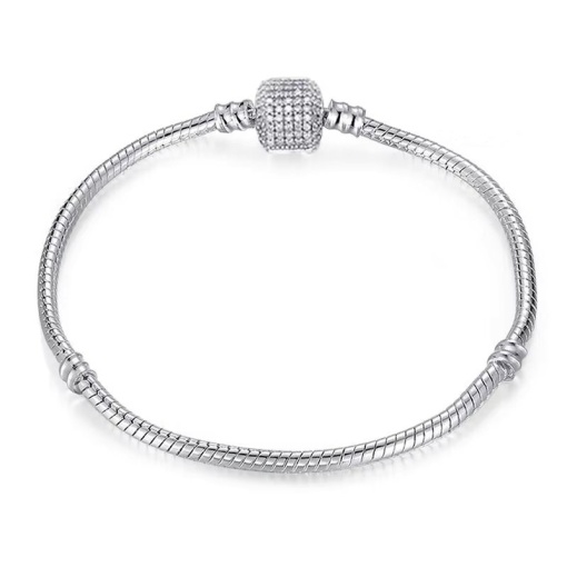 Гривна за талисмани/халки, сребро 925, JW1136, класически модел с камъни, с родиево покритие