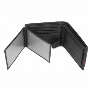 Мъжки портфейл Delis, Frederic PT1157, естествена кожа, черен - червен - Img 5