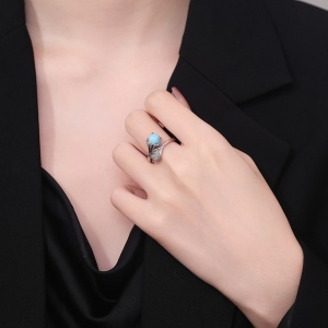 Регулируем пръстен, сребро 925, JW1311, модел цвете и листо, родиево покритие - Img 2