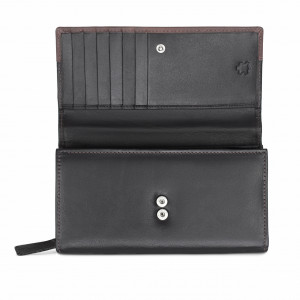 Дамски портфейл Delis, Bluma PT1190, естествена кожа, Black/Maro - Img 2