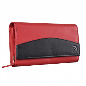 Дамски портфейл Delis, Bluma PT1221, естествена кожа, червено/черно - Img 2