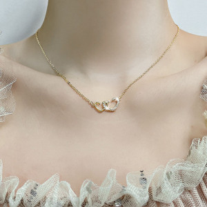 Сребърно колие 925, JW556, модел сърца, златно покритие - Img 2