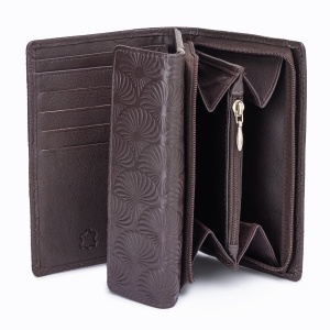 Дамски портфейл, Lyrda PT1358, естествена кожа, тъмнокафяв - Img 6