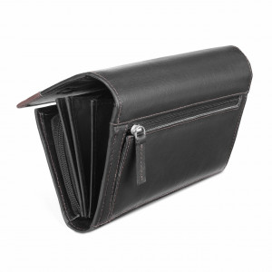 Дамски портфейл Delis, Bluma PT1190, естествена кожа, Black/Maro - Img 4