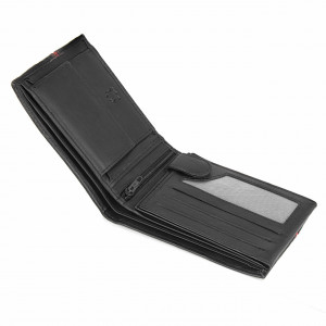 Мъжки портфейл Delis, Frederic PT1157, естествена кожа, черен - червен - Img 3