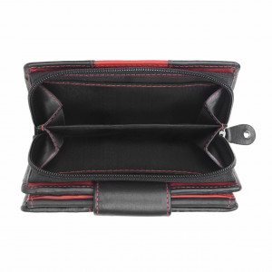 Дамски портфейл Delis, Blanca PT1188, естествена кожа, черен/червен - Img 4
