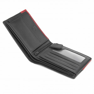 Мъжки портфейл Delis, Dominic PT1167, естествена кожа, черен - червен - Img 4