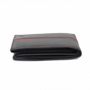 Мъжки портфейл Delis, Frederic PT1157, естествена кожа, черен - червен - Img 4
