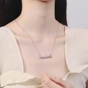 Сребърна верижка 925, JW865, модел love&amp;smile, с родиево покритие - Img 2