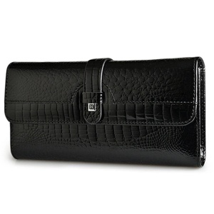 Дамски портфейл, Ameline PT1247, естествена кожа, черен - Img 1