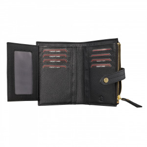 Дамски портфейл Delis, Leandra PT1234, естествена кожа, черен - Img 4
