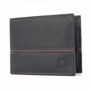 Мъжки портфейл Delis, Frederic PT1158, естествена кожа, черен - кафяв - Img 1