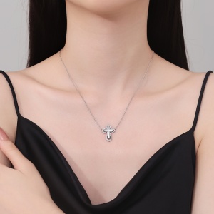 Сребро 925, JW1252, кръстосана шарка, родиево покритие - Img 2