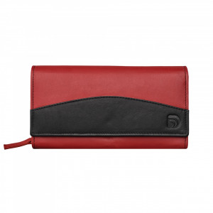 Дамски портфейл Delis, Bluma PT1221, естествена кожа, червено/черно - Img 1