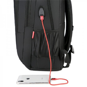Мъжка раница Jason GT1478, многофункционална, за лаптоп, с USB порт, черна - Img 4