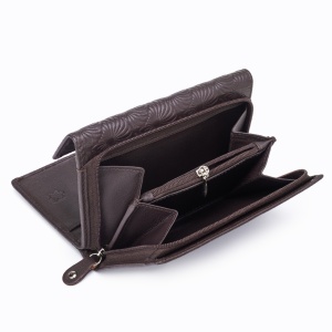 Дамски портфейл, Lyrda PT1358, естествена кожа, тъмнокафяв - Img 9