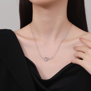 Колие от сребро 925, JW1237, модел сърца, с родиево покритие - Img 2
